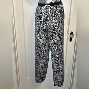 DKNY Black White Print Lounge Pajama Pants Drawstring Large